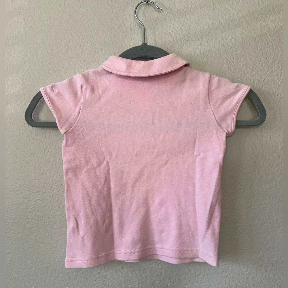 Ralph Lauren Pink Peter Pan Collar Polo Teddy Bear Embroidered Logo Girls 3T